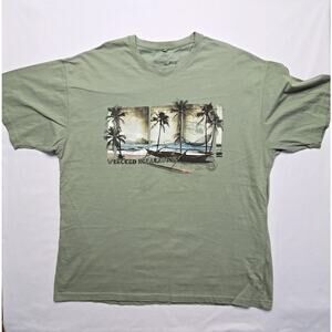 Newport Blue Wrecked in Paradise Graphic Tee Palm Trees Green Tropical 2X Shirt